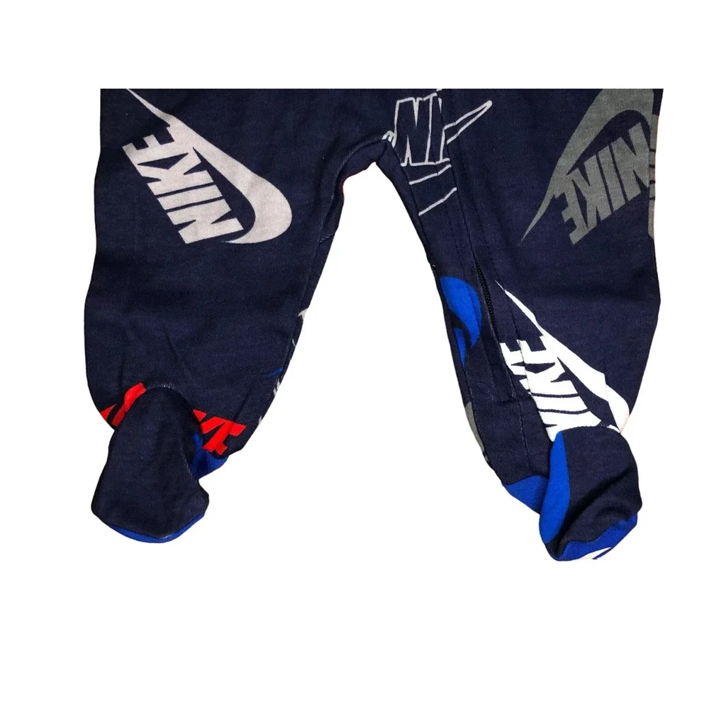 Nike Footed Pajamas Convertible Hand Mits Baby Zip Sleepwear Size 6 Months New